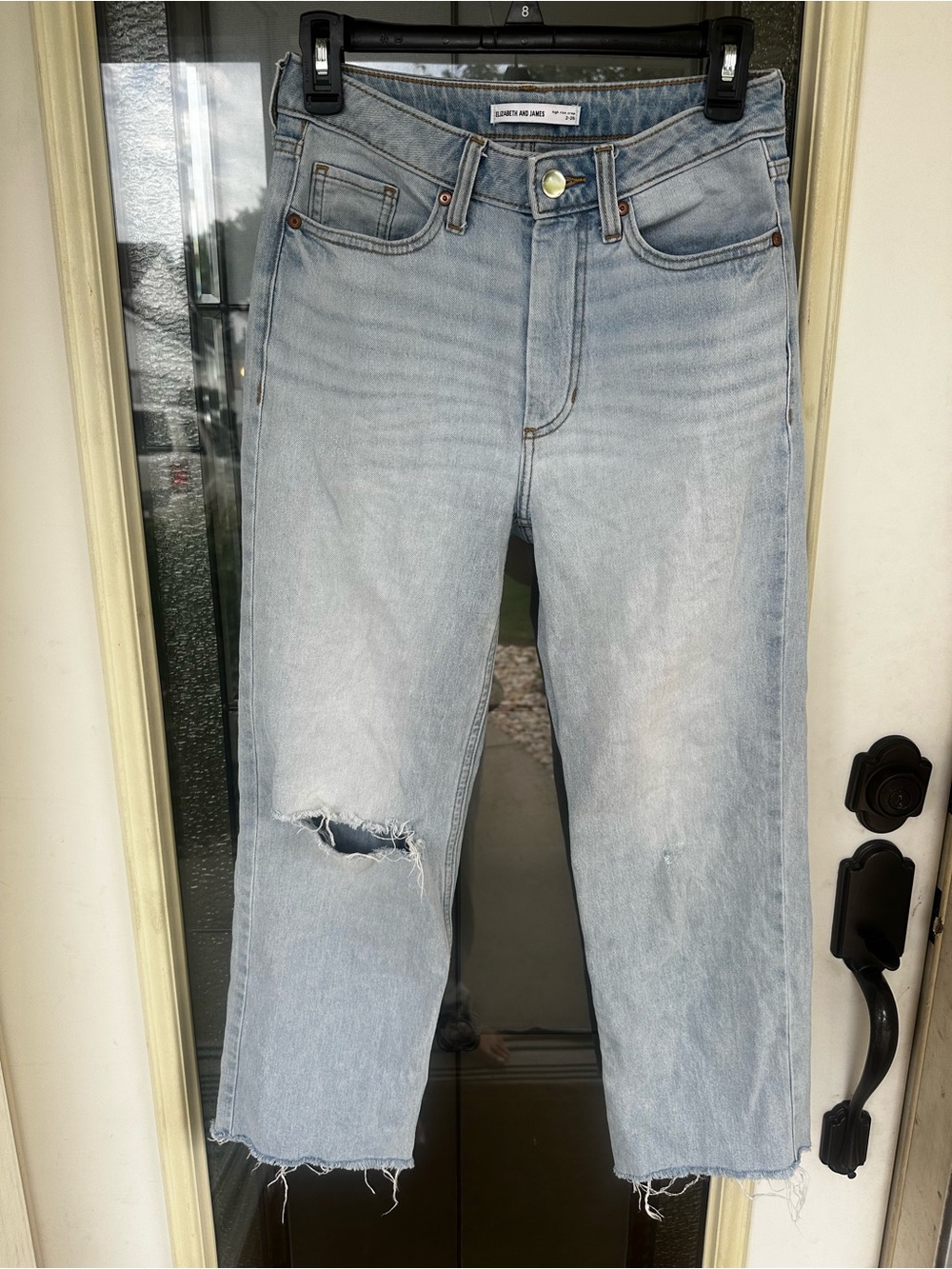 Elizabeth and James Light Wash high rise crop Distressed Jeans